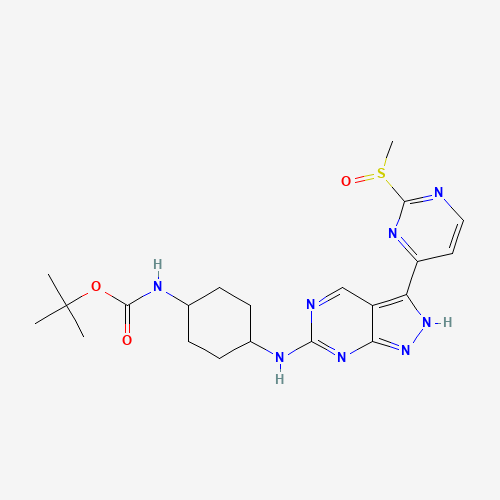 tert-butyl N-[4-[[3-(2-methylsulfinylpyrimidin-4-yl)-2H-pyrazolo[3,4-d]pyrimidin-6-yl]amino]cyclohexyl]carbamate (CAS: 1386401-70-2) - Related Chemical Product