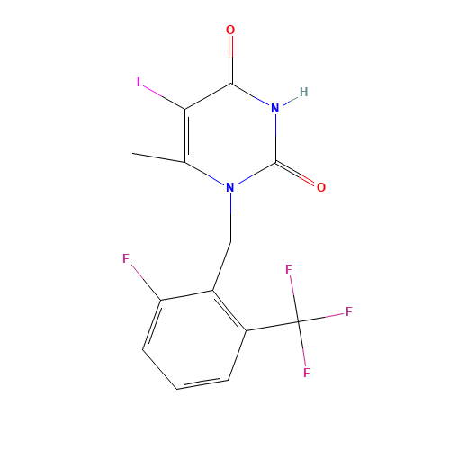 1-[[2-fluoro-6-(trifluoromethyl)phenyl]methyl]-5-iodo-6-methylpyrimidine-2,4-dione (CAS: 1150560-54-5) - Related Chemical Product