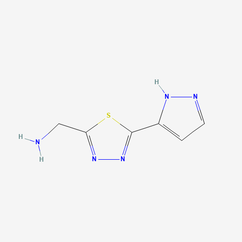 [5-(1H-pyrazol-5-yl)-1,3,4-thiadiazol-2-yl]methanamine (CAS: 1254577-46-2) - Chemical Structure and Molecular Formula 