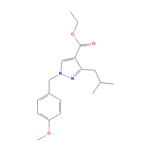 ethyl 1-[(4-methoxyphenyl)methyl]-3-(2-methylpropyl)pyrazole-4-carboxylate (CAS: 1235313-65-1) - Chemical Structure and Molecular Formula 