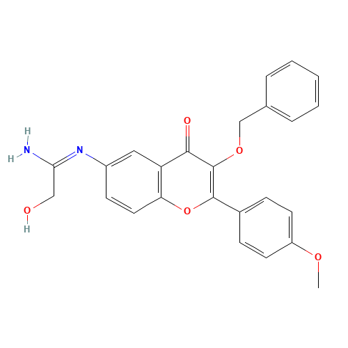 2-hydroxy-N'-[2-(4-methoxyphenyl)-4-oxo-3-phenylmethoxychromen-6-yl]ethanimidamide (CAS: 1187016-54-1) - Chemical Structure and Molecular Formula 