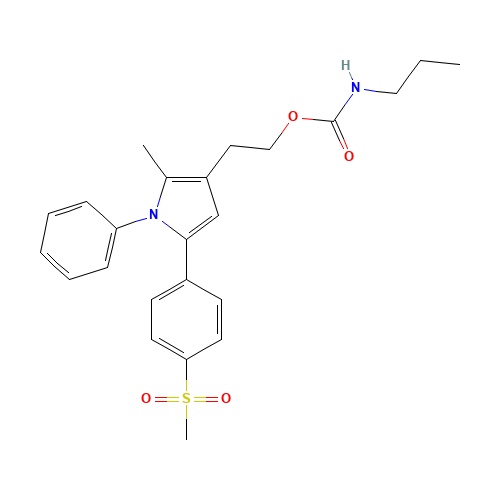 2-[2-methyl-5-(4-methylsulfonylphenyl)-1-phenylpyrrol-3-yl]ethyl N-propylcarbamate (CAS: 1005451-73-9) - Chemical Structure and Molecular Formula 