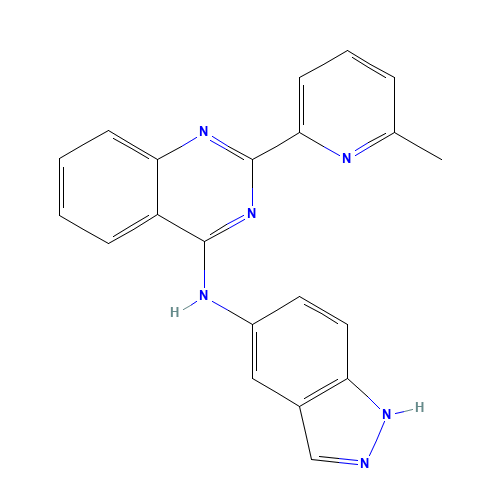 N-(1H-indazol-5-yl)-2-(6-methylpyridin-2-yl)quinazolin-4-amine (CAS: 733807-13-1) - Chemical Structure and Molecular Formula 