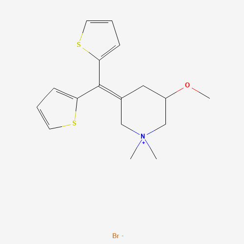 3-(dithiophen-2-ylmethylidene)-5-methoxy-1,1-dimethylpiperidin-1-ium;bromide (CAS: 35035-05-3) - Chemical Structure and Molecular Formula 