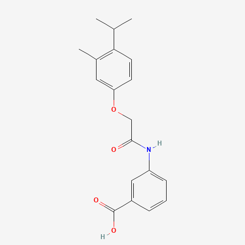 3-[[2-(3-methyl-4-propan-2-ylphenoxy)acetyl]amino]benzoic acid (CAS: 446829-09-0) - Chemical Structure and Molecular Formula 