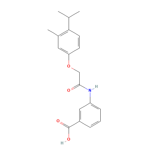 3-[[2-(3-methyl-4-propan-2-ylphenoxy)acetyl]amino]benzoic acid (CAS: 446829-09-0) - Chemical Structure and Molecular Formula 