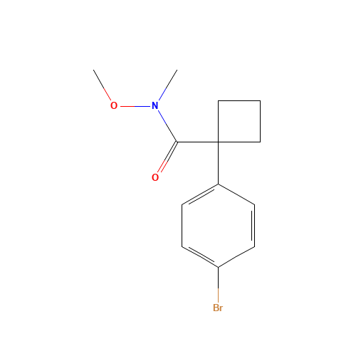 1-(4-bromophenyl)-N-methoxy-N-methylcyclobutane-1-carboxamide (CAS: 1386210-95-2) - Chemical Structure and Molecular Formula 