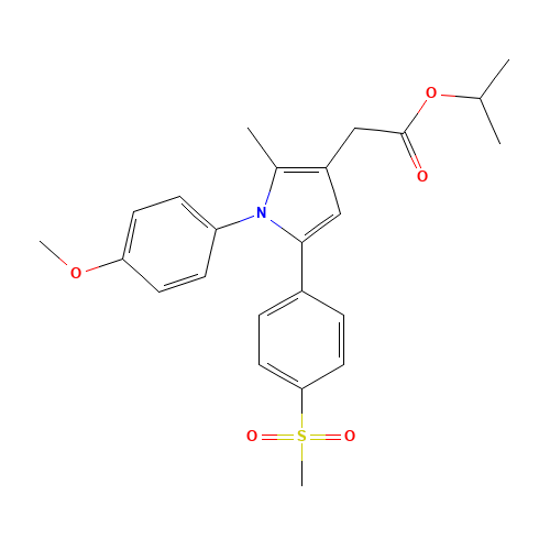 propan-2-yl 2-[1-(4-methoxyphenyl)-2-methyl-5-(4-methylsulfonylphenyl)pyrrol-3-yl]acetate (CAS: 1005451-40-0) - Chemical Structure and Molecular Formula 