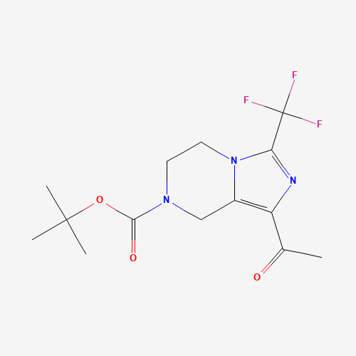 tert-butyl 1-acetyl-3-(trifluoromethyl)-6,8-dihydro-5H-imidazo[1,5-a]pyrazine-7-carboxylate (CAS: 1174039-48-5) - Chemical Structure and Molecular Formula 