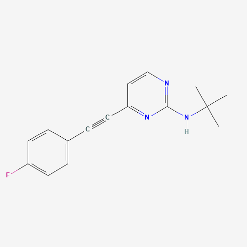 N-tert-butyl-4-[2-(4-fluorophenyl)ethynyl]pyrimidin-2-amine (CAS: 876521-23-2) - Chemical Structure and Molecular Formula 