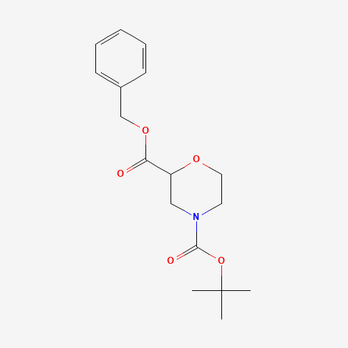 2-benzyl-4-[(2-methylpropan-2-yl)oxycarbonyl]morpholine-2-carboxylic acid (CAS: 939411-96-8) - Chemical Structure and Molecular Formula 