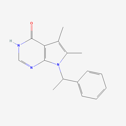 5,6-dimethyl-7-(1-phenylethyl)-1H-pyrrolo[2,3-d]pyrimidin-4-one (CAS: 82703-45-5) - Chemical Structure and Molecular Formula 