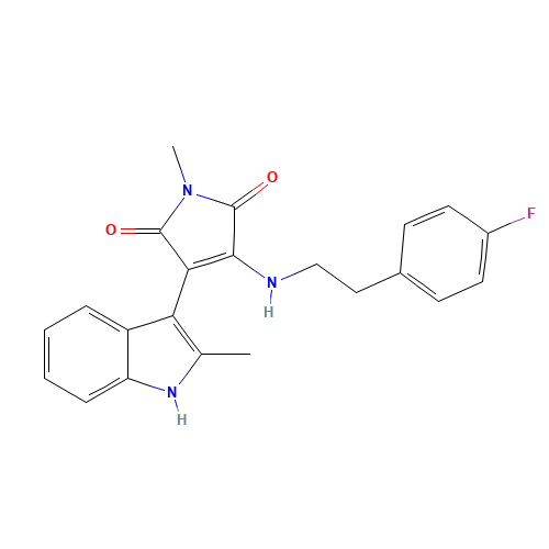 3-[2-(4-fluorophenyl)ethylamino]-1-methyl-4-(2-methyl-1H-indol-3-yl)pyrrole-2,5-dione (CAS: 1129669-05-1) - Chemical Structure and Molecular Formula 