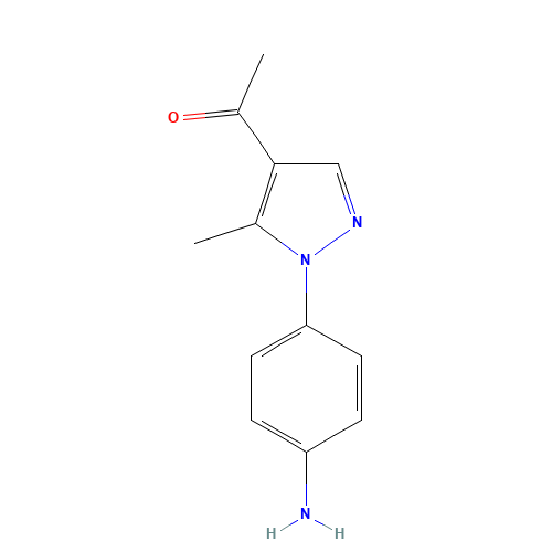1-[1-(4-aminophenyl)-5-methylpyrazol-4-yl]ethanone (CAS: 1404530-92-2) - Chemical Structure and Molecular Formula 