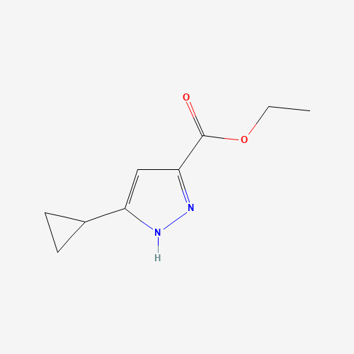 ethyl 5-cyclopropyl-1H-pyrazole-3-carboxylate (CAS: 133261-06-0) - Chemical Structure and Molecular Formula 