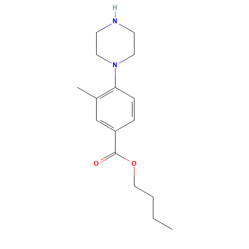 butyl 3-methyl-4-piperazin-1-ylbenzoate (CAS: 218966-29-1) - Chemical Structure and Molecular Formula 