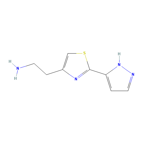 2-[2-(1H-pyrazol-5-yl)-1,3-thiazol-4-yl]ethanamine (CAS: 1368353-50-7) - Chemical Structure and Molecular Formula 