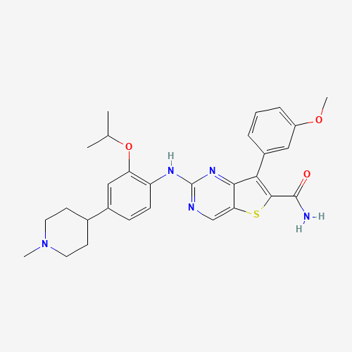 7-(3-methoxyphenyl)-2-[4-(1-methylpiperidin-4-yl)-2-propan-2-yloxyanilino]thieno[3,2-d]pyrimidine-6-carboxamide (CAS: 1462947-73-4) - Related Chemical Product