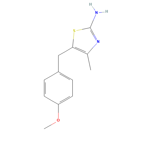 5-[(4-methoxyphenyl)methyl]-4-methyl-1,3-thiazol-2-amine (CAS: 777047-72-0) - Chemical Structure and Molecular Formula 