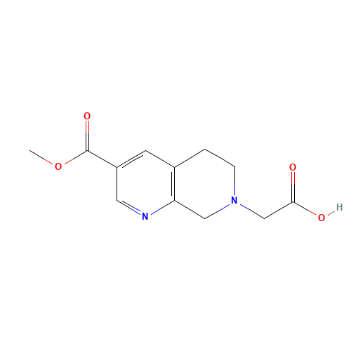 2-(3-methoxycarbonyl-6,8-dihydro-5H-1,7-naphthyridin-7-yl)acetic acid (CAS: 1092352-60-7) - Chemical Structure and Molecular Formula 