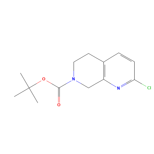 tert-butyl 2-chloro-6,8-dihydro-5H-1,7-naphthyridine-7-carboxylate (CAS: 1211581-54-2) - Chemical Structure and Molecular Formula 