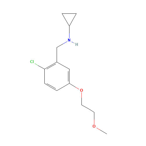 N-[[2-chloro-5-(2-methoxyethoxy)phenyl]methyl]cyclopropanamine (CAS: 921630-28-6) - Chemical Structure and Molecular Formula 