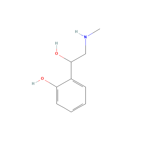 2-[1-hydroxy-2-(methylamino)ethyl]phenol (CAS: 575-81-5) - Chemical Structure and Molecular Formula 
