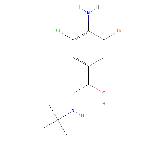 1-(4-amino-3-bromo-5-chlorophenyl)-2-(tert-butylamino)ethanol (CAS: 37153-52-9) - Chemical Structure and Molecular Formula 