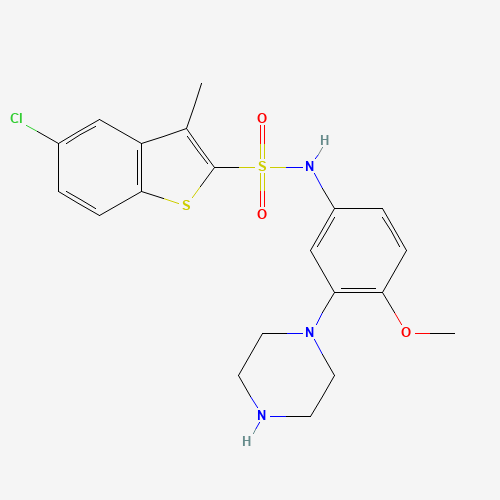 5-chloro-N-(4-methoxy-3-piperazin-1-ylphenyl)-3-methyl-1-benzothiophene-2-sulfonamide;hydrochloride (CAS: 209481-20-9) - Chemical Structure and Molecular Formula 