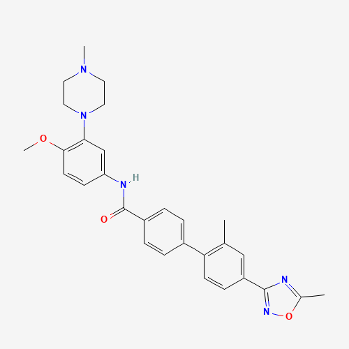N-[4-methoxy-3-(4-methylpiperazin-1-yl)phenyl]-4-[2-methyl-4-(5-methyl-1,2,4-oxadiazol-3-yl)phenyl]benzamide (CAS: 148672-13-3) - Related Chemical Product