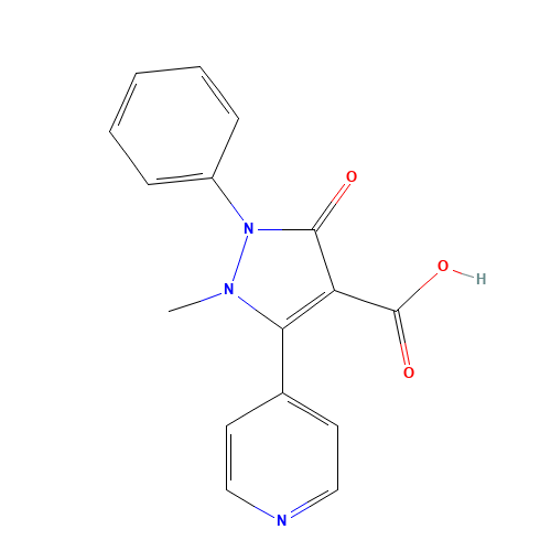 1-methyl-3-oxo-2-phenyl-5-pyridin-4-ylpyrazole-4-carboxylic acid (CAS: 913375-90-3) - Chemical Structure and Molecular Formula 