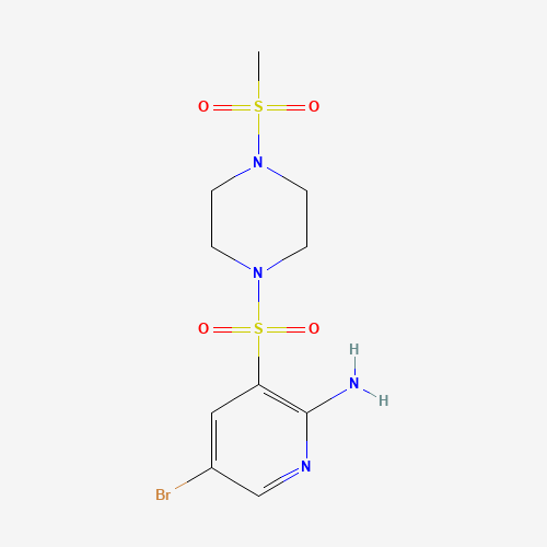 5-bromo-3-(4-methylsulfonylpiperazin-1-yl)sulfonylpyridin-2-amine (CAS: 1086063-42-4) - Chemical Structure and Molecular Formula 