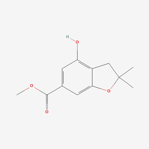 methyl 4-hydroxy-2,2-dimethyl-3H-1-benzofuran-6-carboxylate (CAS: 955884-97-6) - Chemical Structure and Molecular Formula 