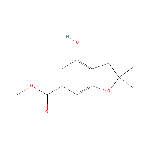 methyl 4-hydroxy-2,2-dimethyl-3H-1-benzofuran-6-carboxylate (CAS: 955884-97-6) - Chemical Structure and Molecular Formula 
