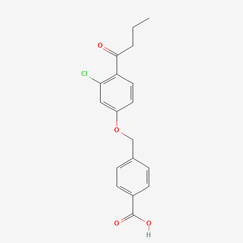 4-[(4-butanoyl-3-chlorophenoxy)methyl]benzoic acid (CAS: 1164-19-8) - Chemical Structure and Molecular Formula 