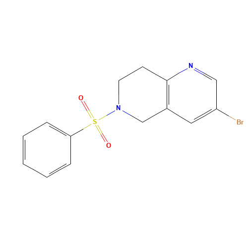 6-(benzenesulfonyl)-3-bromo-7,8-dihydro-5H-1,6-naphthyridine (CAS: 625099-99-2) - Chemical Structure and Molecular Formula 