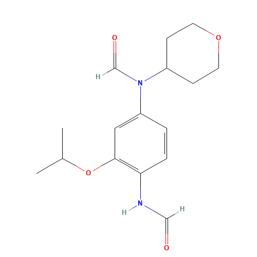 N-[4-[formyl(oxan-4-yl)amino]-2-propan-2-yloxyphenyl]formamide (CAS: 1462952-14-2) - Chemical Structure and Molecular Formula 