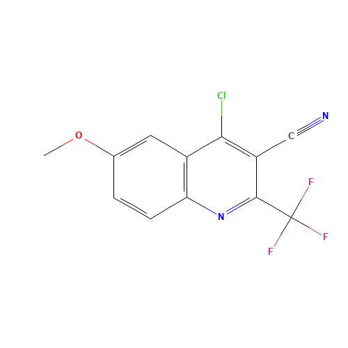 4-chloro-6-methoxy-2-(trifluoromethyl)quinoline-3-carbonitrile (CAS: 959271-96-6) - Chemical Structure and Molecular Formula 