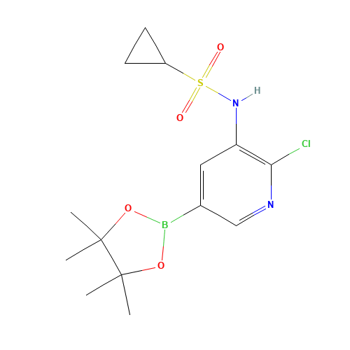 N-[2-chloro-5-(4,4,5,5-tetramethyl-1,3,2-dioxaborolan-2-yl)pyridin-3-yl]cyclopropanesulfonamide (CAS: 1083326-53-7) - Chemical Structure and Molecular Formula 