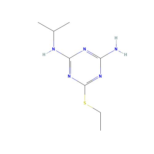 6-ethylsulfanyl-2-N-propan-2-yl-1,3,5-triazine-2,4-diamine (CAS: 1092352-75-4) - Chemical Structure and Molecular Formula 