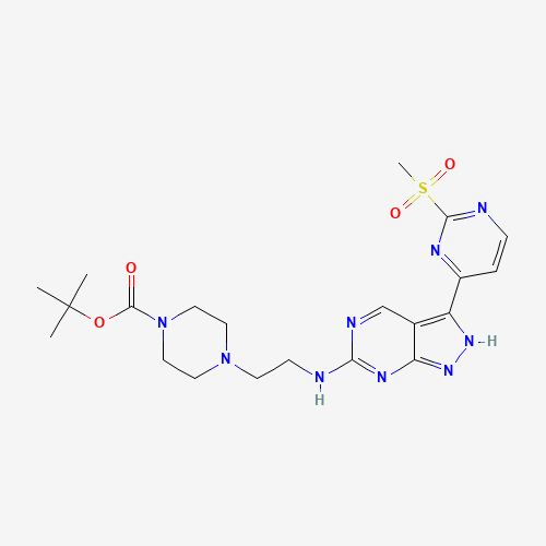 tert-butyl 4-[2-[[3-(2-methylsulfonylpyrimidin-4-yl)-2H-pyrazolo[3,4-d]pyrimidin-6-yl]amino]ethyl]piperazine-1-carboxylate (CAS: 1386399-03-6) - Related Chemical Product