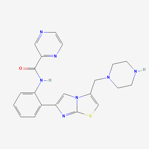 N-[2-[3-(piperazin-1-ylmethyl)imidazo[2,1-b][1,3]thiazol-6-yl]phenyl]pyrazine-2-carboxamide (CAS: 925435-54-7) - Related Chemical Product