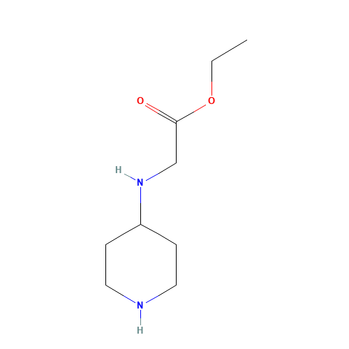 ethyl 2-(piperidin-4-ylamino)acetate (CAS: 741729-96-4) - Chemical Structure and Molecular Formula 