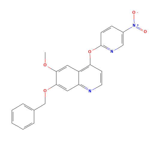 6-methoxy-4-(5-nitropyridin-2-yl)oxy-7-phenylmethoxyquinoline (CAS: 960299-71-2) - Chemical Structure and Molecular Formula 