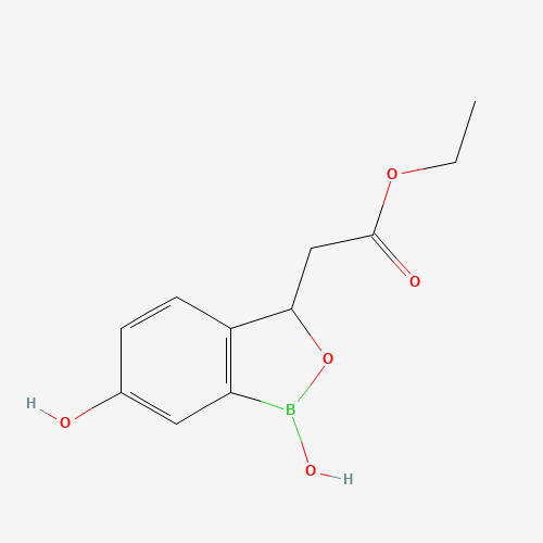 ethyl 2-(1,6-dihydroxy-3H-2,1-benzoxaborol-3-yl)acetate (CAS: 1196474-89-1) - Chemical Structure and Molecular Formula 