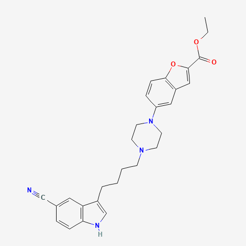 ethyl 5-[4-[4-(5-cyano-1H-indol-3-yl)butyl]piperazin-1-yl]-1-benzofuran-2-carboxylate (CAS: 163521-11-7) - Chemical Structure and Molecular Formula 