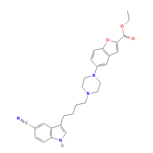 ethyl 5-[4-[4-(5-cyano-1H-indol-3-yl)butyl]piperazin-1-yl]-1-benzofuran-2-carboxylate (CAS: 163521-11-7) - Related Chemical Product