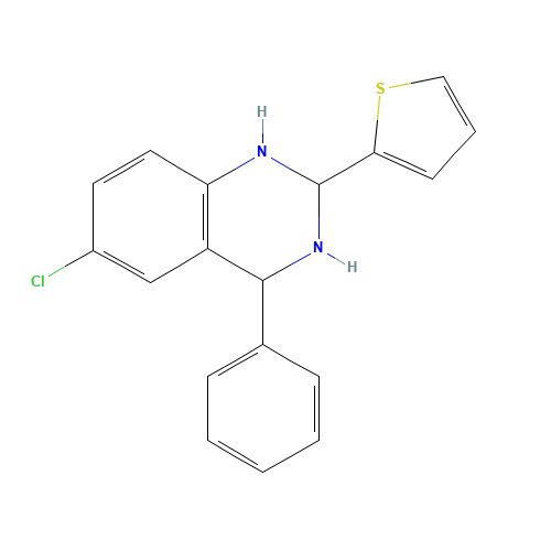 6-chloro-4-phenyl-2-thiophen-2-yl-1,2,3,4-tetrahydroquinazoline (CAS: 84571-01-7) - Related Chemical Product