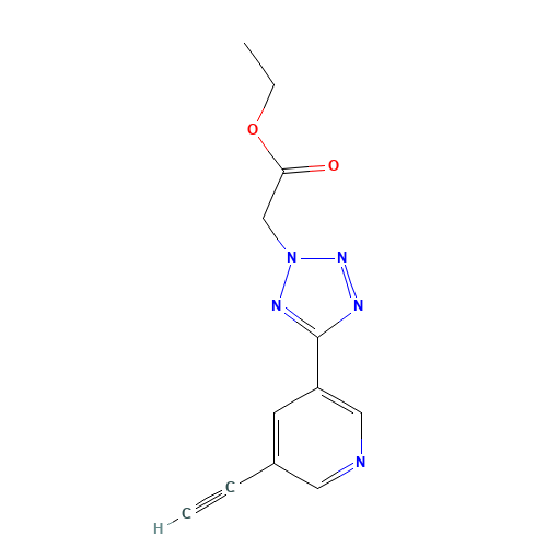ethyl 2-[5-(5-ethynylpyridin-3-yl)tetrazol-2-yl]acetate (CAS: 1213234-88-8) - Chemical Structure and Molecular Formula 