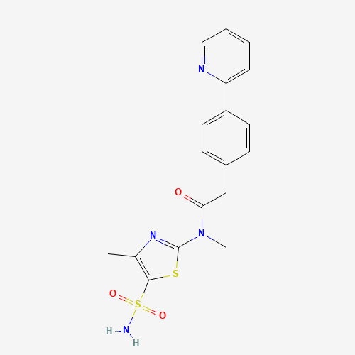 N-methyl-N-(4-methyl-5-sulfamoyl-1,3-thiazol-2-yl)-2-(4-pyridin-2-ylphenyl)acetamide (CAS: 348086-71-5) - Chemical Structure and Molecular Formula 